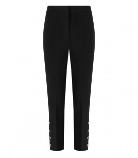 TWINSET BLACK CROPPED TROUSERS WITH BUTTONS