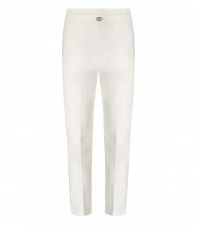 TWINSET WHITE CROPPED PANTS WITH BUTTONS