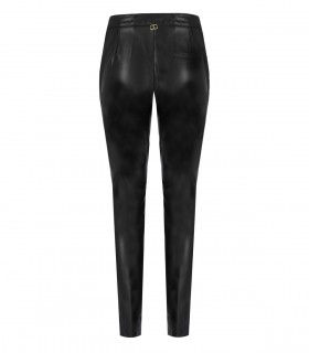 TWINSET BLACK FAUX LEATHER TROUSERS