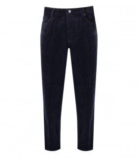 EMPORIO ARMANI J69 NAVY BLUE RIBBED TROUSERS