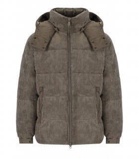 SAVE THE DUCK ALBUS MUD GREY HOODED PADDED JACKET