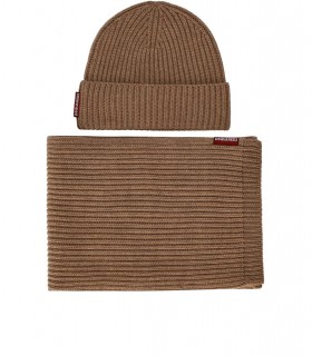 DSQUARED2 WARMY CAMEL BEANIE+SJAAL SET