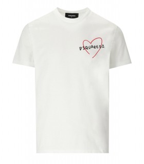 DSQUARED2 COOL FIT HEART WHITE T-SHIRT