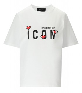 DSQUARED2 ICON GAME LOVER EASY WHITE T-SHIRT