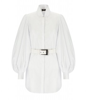 ELISABETTA FRANCHI WHITE SHIRT DRESS WITH BELT