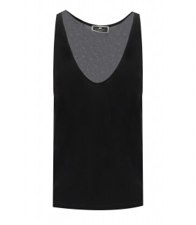 ELISABETTA FRANCHI BLACK TOP WITH EMBROIDERED LOGO