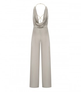 ELISABETTA FRANCHI PEARL GREY JUMPSUIT WITH ACCESSORY