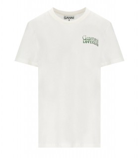GANNI RELAXED LOVECLUB OFF-WHITE T-SHIRT