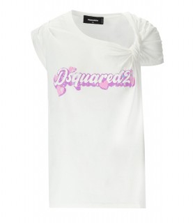 DSQUARED2 WHITE KNOTTED T-SHIRT