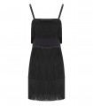 ELISABETTA FRANCHI BLACK FRINGED DRESS