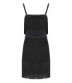 ELISABETTA FRANCHI BLACK FRINGED DRESS