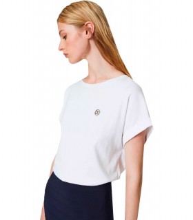 TWINSET WHITE T-SHIRT WITH LOGO
