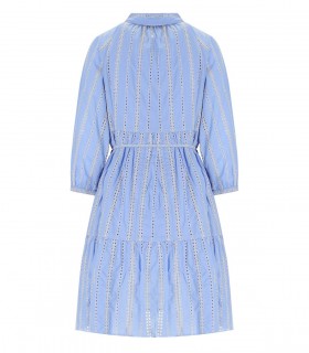 WOOLRICH LIGHT BLUE BRODERIE ANGLAISE SHIRT DRESS