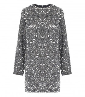 ELISABETTA FRANCHI STEEL MINI DRESS WITH SEQUINS
