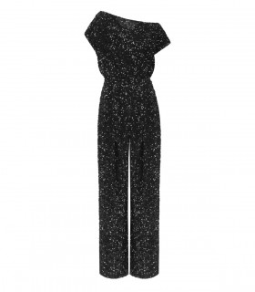 ELISABETTA FRANCHI SCHWARZES JUMPSUIT MIT PAILLETTEN