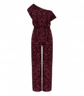 ELISABETTA FRANCHI ROUGE NOIR JUMPSUIT WITH SEQUINS