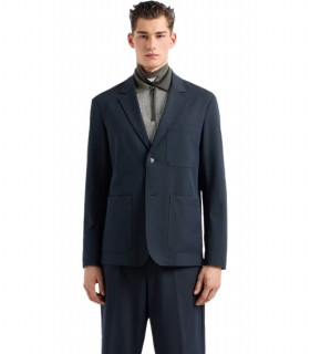 VESTE À SIMPLE BOUTONNAGE BLEU MARINE EMPORIO ARMANI