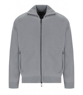 EMPORIO ARMANI GRAUER CARDIGAN MIT REISSVERSCHLUSS
