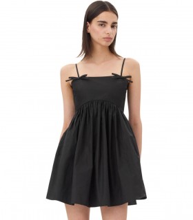 GANNI SCHWARZES KLEID MIT SCHLEIFEN
