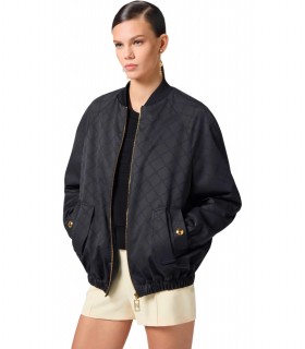 ELISABETTA FRANCHI SCHWARZ JACQUARD BOMBER JACKET