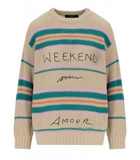 JERSEY DE CUELLO REDONDO ANGUS CON BORDADO BEIGE MAX MARA WEEKEND