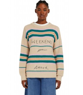 JERSEY DE CUELLO REDONDO ANGUS CON BORDADO BEIGE MAX MARA WEEKEND