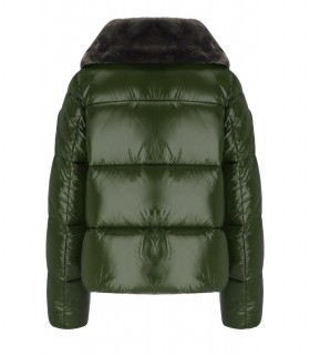 SAVE THE DUCK MOMA GREEN CROPPED PADDED JACKET