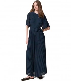 TWINSET DUNKELBLAUES PLISSIERTER JUMPSUIT