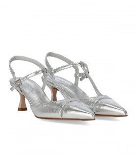 SERGIO LEVANTESI EDVIGE SILVER SLINGBACK PUMP