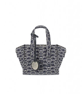 EMPORIO ARMANI MONOGRAM BLAUW ÉCRU MINI TAS