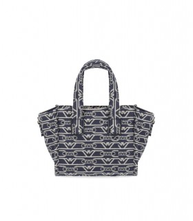 EMPORIO ARMANI MONOGRAM BLAUW ÉCRU MINI TAS