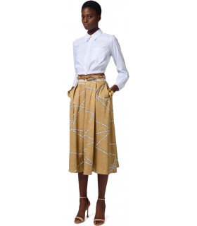 ELISABETTA FRANCHI PAGLIA BURRO MIDI ROK
