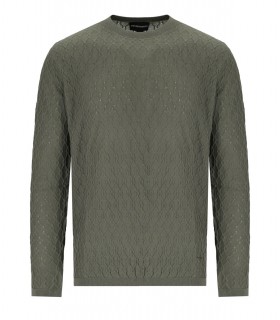 EMPORIO ARMANI MILITÄRGRUNER RUNDHALSPULLOVER
