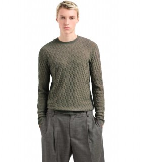 EMPORIO ARMANI MILITÄRGRUNER RUNDHALSPULLOVER