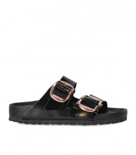 BIRKENSTOCK ARIZONA BIG BUCKLE HIGH SHINE SCHWARZE SANDALE