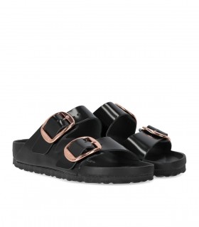 BIRKENSTOCK ARIZONA BIG BUCKLE HIGH SHINE SCHWARZE SANDALE