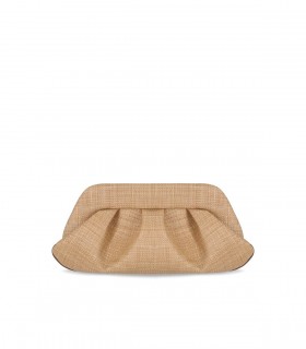 THEMOIRè EMERA PAPER FRINGES MACADAMIA CLUTCH