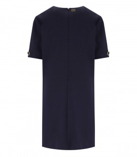 TWINSET BLAUES KLEID MIT JUWELENKNÖPFEN