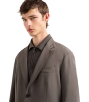 EMPORIO ARMANI TRAVEL ESSENTIAL BROWN SINGLE-BREASTED JACKET