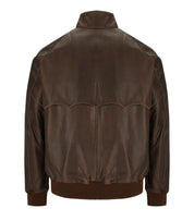 BARACUTA G9 LEATHER CHOCOLATE BOMBER JACKET