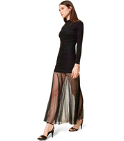 TWINSET BLACK PLUMETIS LONG DRESS