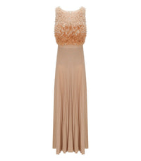 ELISABETTA FRANCHI RED CARPET NUDE DRESS WITH PETALS - 40
