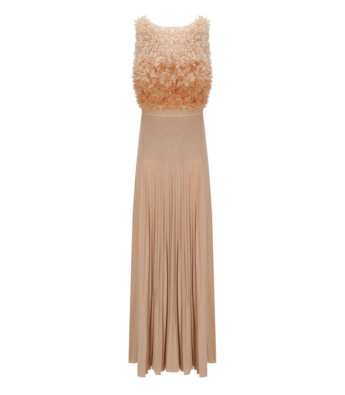 ELISABETTA FRANCHI RED CARPET NUDE DRESS WITH PETALS – FerrarisBoutique