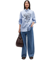 GANNI FLOWERS LIGHT BLUE SHIRT