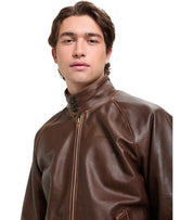 BARACUTA G9 LEATHER CHOCOLATE BOMBER JACKET