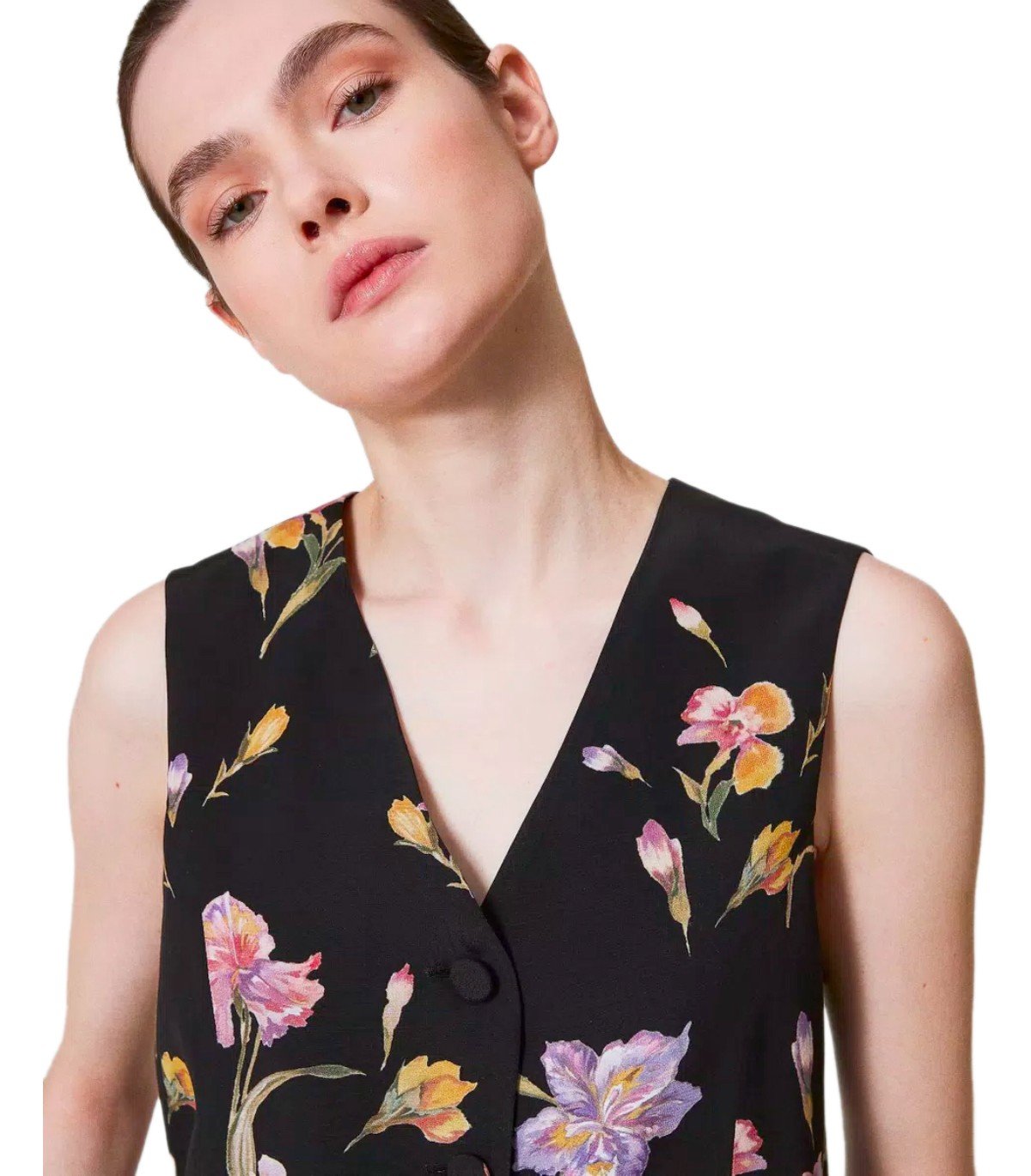 GILET A FIORI NERO TWINSET