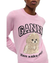 GANNI POODLE PINK CREWNECK JUMPER