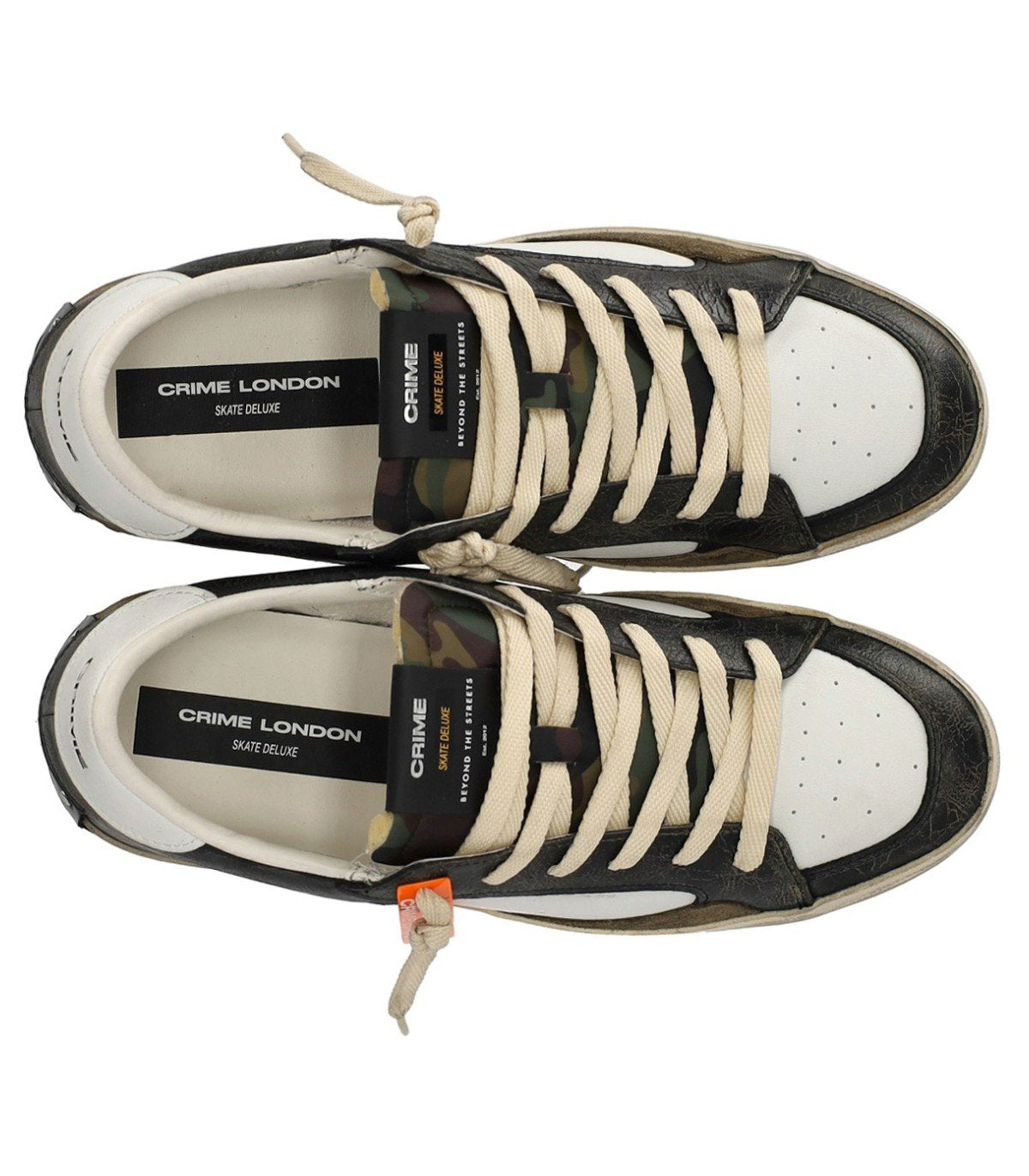 CRIME LONDON SK8 DELUXE WHITE AND BLACK SNEAKER