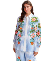 ESSENTIEL ANTWERP HOTSWOLDS2 WHITE AND LIGHT BLUE SHIRT