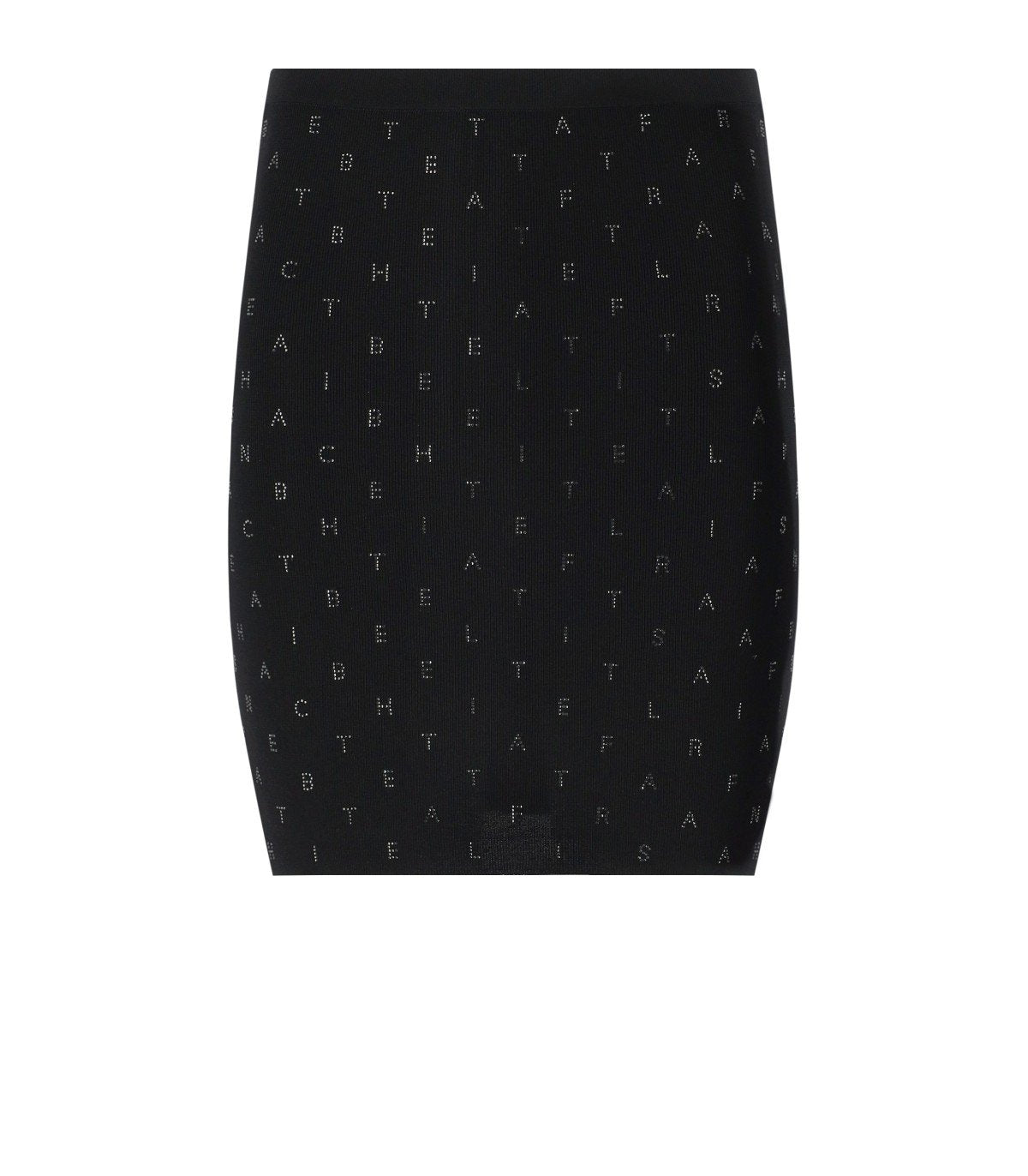 ELISABETTA FRANCHI BLACK KNITTED SKIRT WITH RHINESTONES